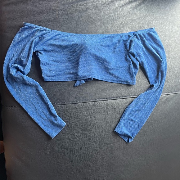 Blue Sparkly Cropped Tie Over Top - Picture 2 of 3